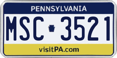 PA license plate MSC3521