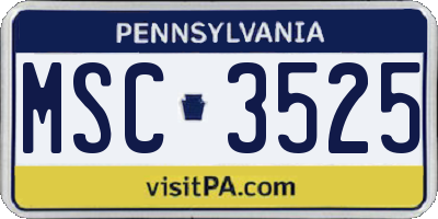 PA license plate MSC3525