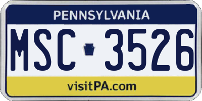 PA license plate MSC3526