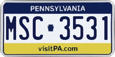 PA license plate MSC3531