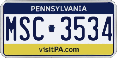 PA license plate MSC3534