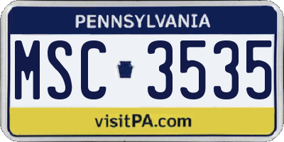 PA license plate MSC3535