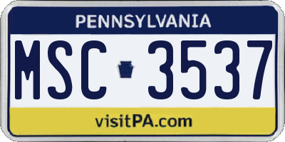 PA license plate MSC3537
