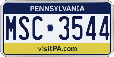 PA license plate MSC3544
