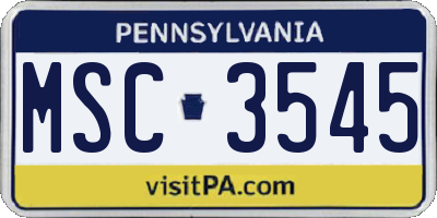 PA license plate MSC3545