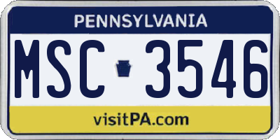 PA license plate MSC3546