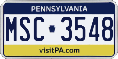 PA license plate MSC3548