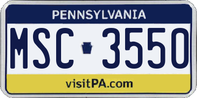 PA license plate MSC3550