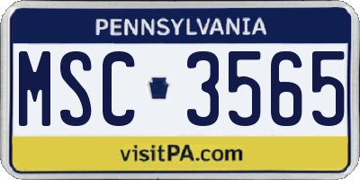 PA license plate MSC3565
