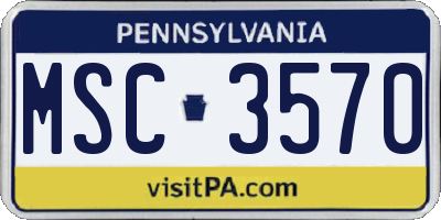 PA license plate MSC3570