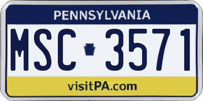 PA license plate MSC3571