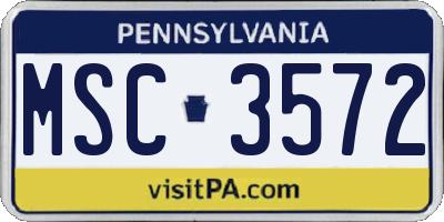 PA license plate MSC3572