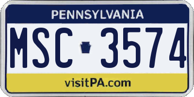 PA license plate MSC3574
