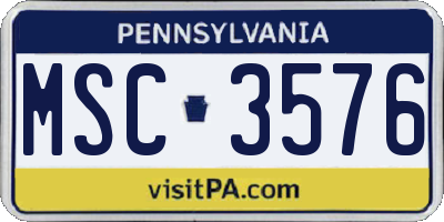 PA license plate MSC3576