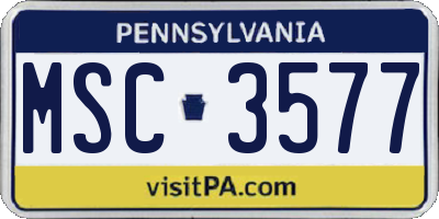 PA license plate MSC3577