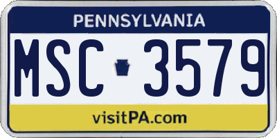 PA license plate MSC3579