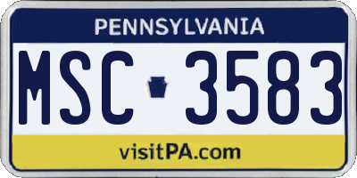 PA license plate MSC3583