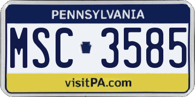 PA license plate MSC3585