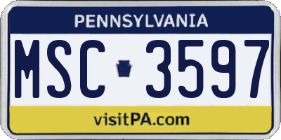 PA license plate MSC3597