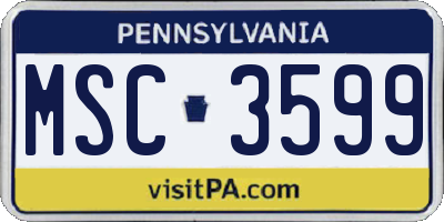 PA license plate MSC3599