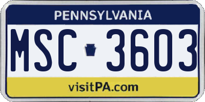PA license plate MSC3603
