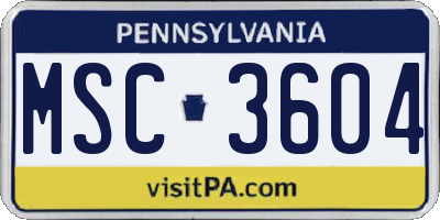 PA license plate MSC3604
