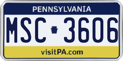 PA license plate MSC3606