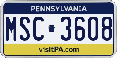 PA license plate MSC3608