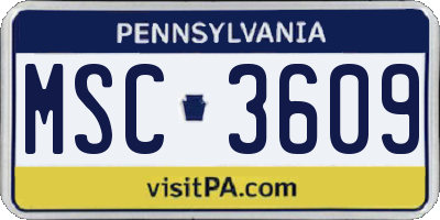 PA license plate MSC3609