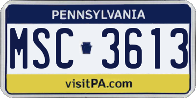 PA license plate MSC3613