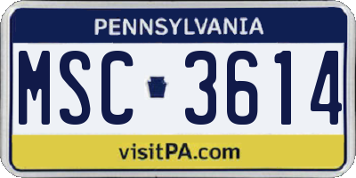PA license plate MSC3614