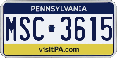 PA license plate MSC3615