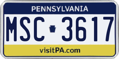 PA license plate MSC3617