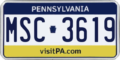 PA license plate MSC3619