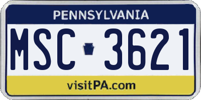 PA license plate MSC3621