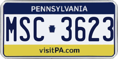 PA license plate MSC3623