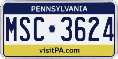 PA license plate MSC3624