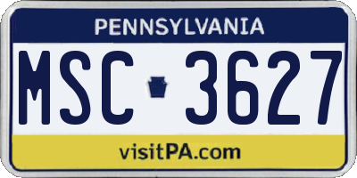 PA license plate MSC3627