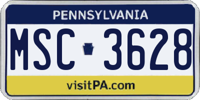PA license plate MSC3628