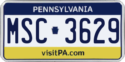 PA license plate MSC3629