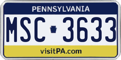 PA license plate MSC3633
