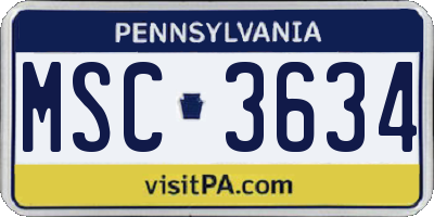 PA license plate MSC3634