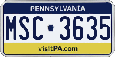 PA license plate MSC3635