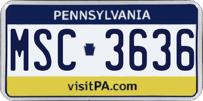 PA license plate MSC3636