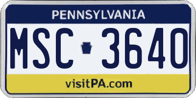 PA license plate MSC3640