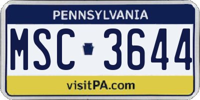 PA license plate MSC3644