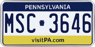 PA license plate MSC3646