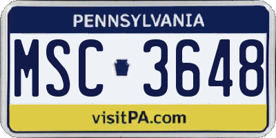PA license plate MSC3648
