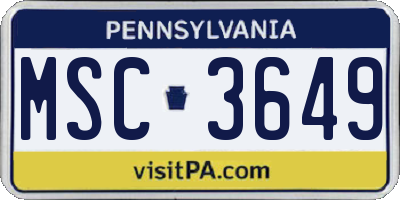 PA license plate MSC3649