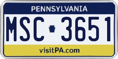PA license plate MSC3651